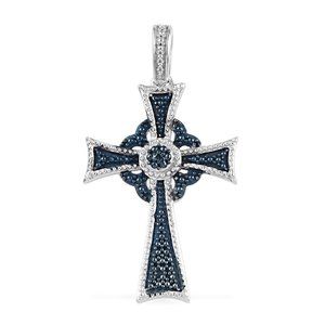 Pendant Cross Blue Diamond Accent